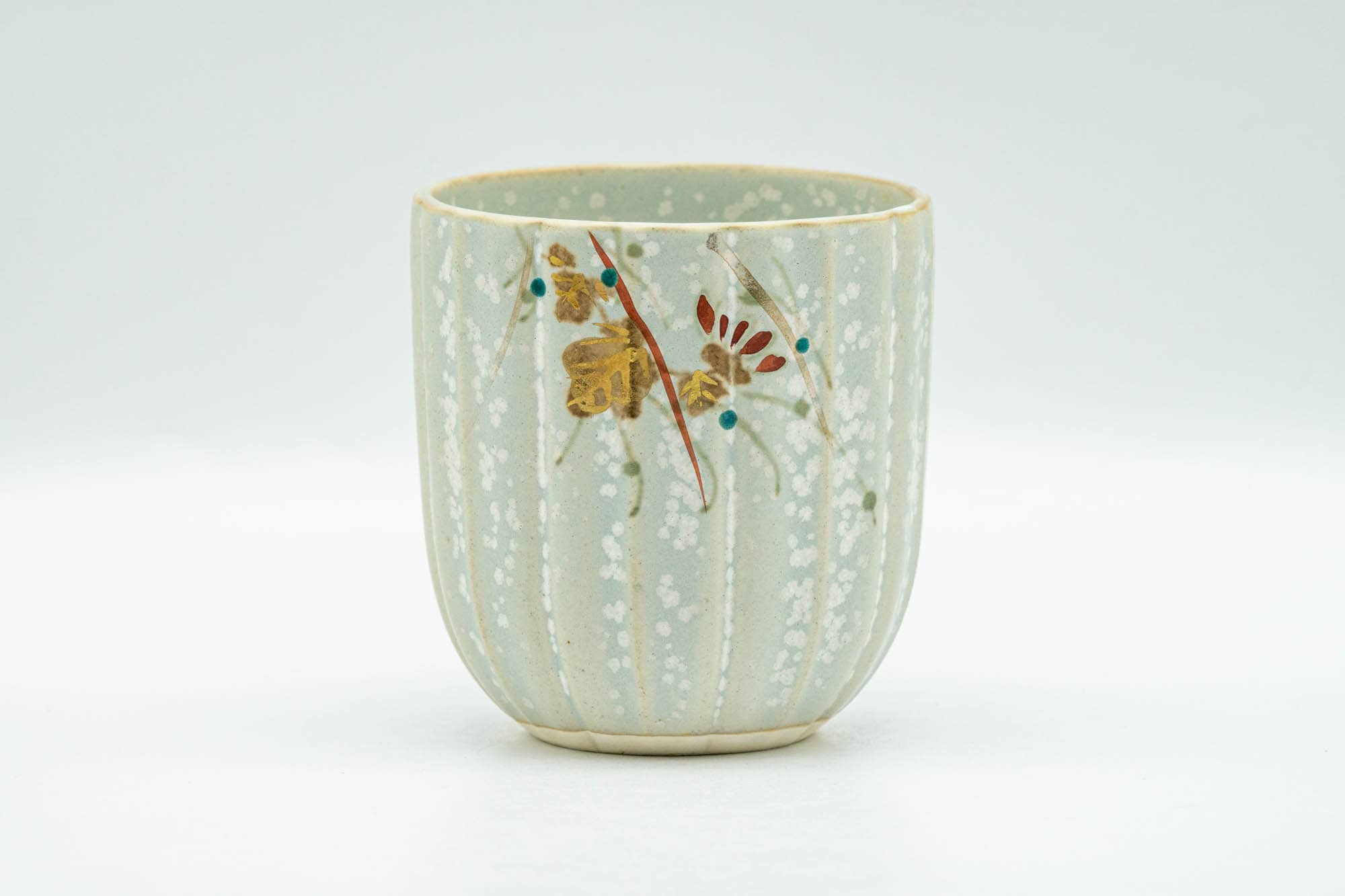 Japanese Teacup - Floral Speckled Grey Glazed Kiyomizu-yaki Yunomi - 120ml