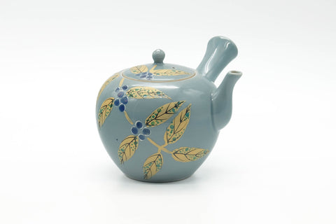 Japanese Kyusu - Blue Floral Hand-Painted Kutani Teapot - 500ml