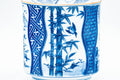 Japanese Mizusashi - Bamboo Geometric Patterned Arita-yaki Fresh Water Jar - 1200ml - close-up of the bamboo and geometric pattern on the body