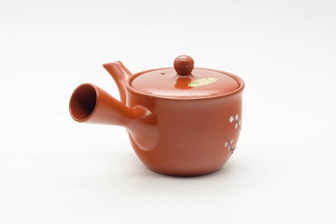 Tezumi — Japanese Kyusu - Painted Plum Blossom Tokoname-yaki Mesh Filter Teapot - 200ml — interior view showing the filter