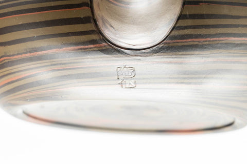 Japanese Kyusu - Hida Tosen Nerikomi Tokoname-yaki Teapot - 230ml - closeup of the marbled nerikomi clay banding