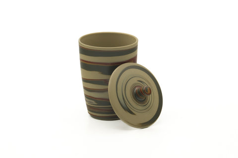 Japanese Teacup - Green Yellow Nerikomi Tokoname Lidded Yunomi - 120ml