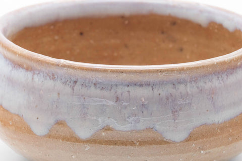 Tezumi — Japanese Kensui - Beige White Glazed Hagi-yaki Water Bowl - 600ml — tipped to show the interior