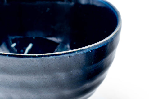 Deep Blue-Black Glazed Mino-yaki Chawan
