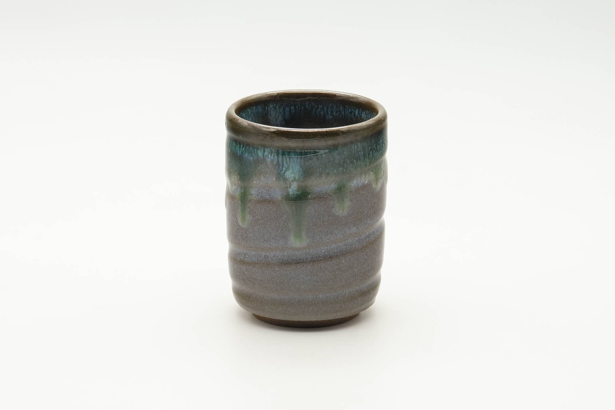 Japanese Teacup - Blue Green Drip-Glazed Agano-yaki Spiraling Yunomi - 150ml