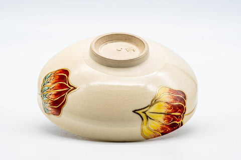 Tezumi — Japanese Matcha Bowl - Red Pepper Kyo-yaki Summer Chawan - 150ml — tipped to show the interior