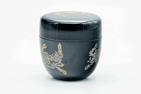 Japanese Natsume - Golden Crab Black Urushi Lacquered Matcha Tea Caddy - 100ml