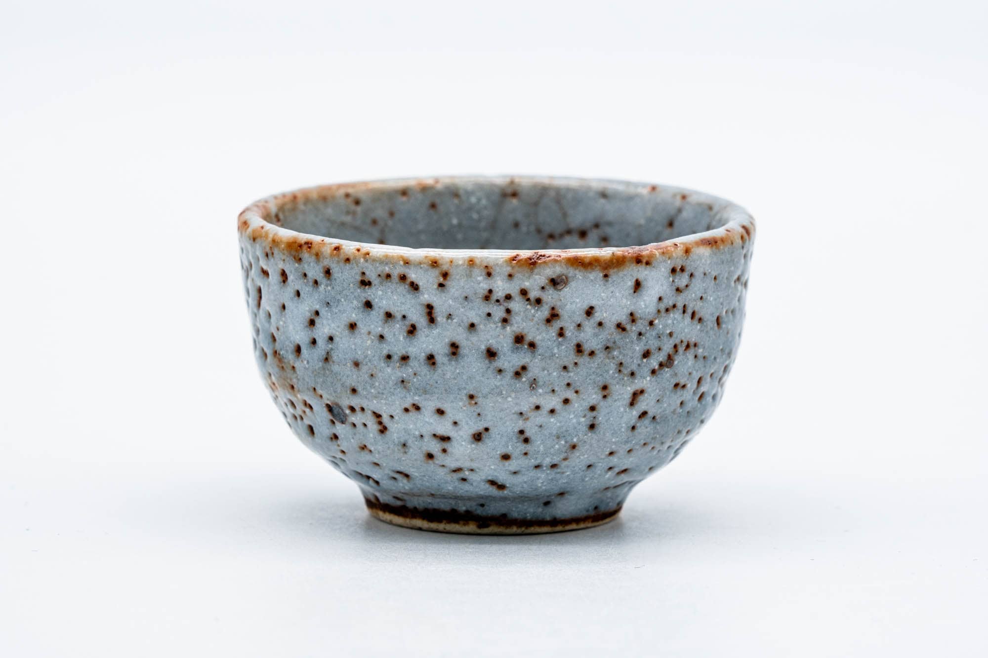 Japanese Teacup - Floral Blue Shino Glazed Mino-yaki Guinomi - 50ml