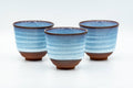 Japanese Teacups - Set of 3 Blue Hare's Fur Glazed Yunomi - 150ml - Tezumi
