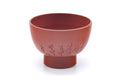 Tezumi — Japanese Teacups - Pair of Calligraphy Engraved Tokoname Red Shudei Yunomi - 80ml — top-down view of the interior