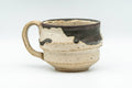 Tezumi — Japanese Teacup - Abstract Brown White Glazed Ushirode Yunomi - 200ml — front view from another angle