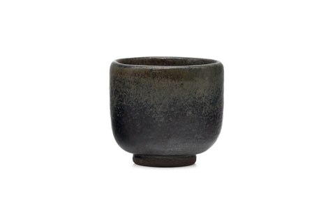 Japanese Teacup - Black Yellow Hare's Fur Glazed Guinomi - 50ml