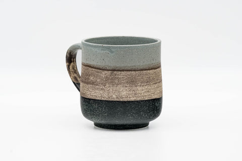 Grey Beige Black Striped Mino-yaki Mug - 280ml