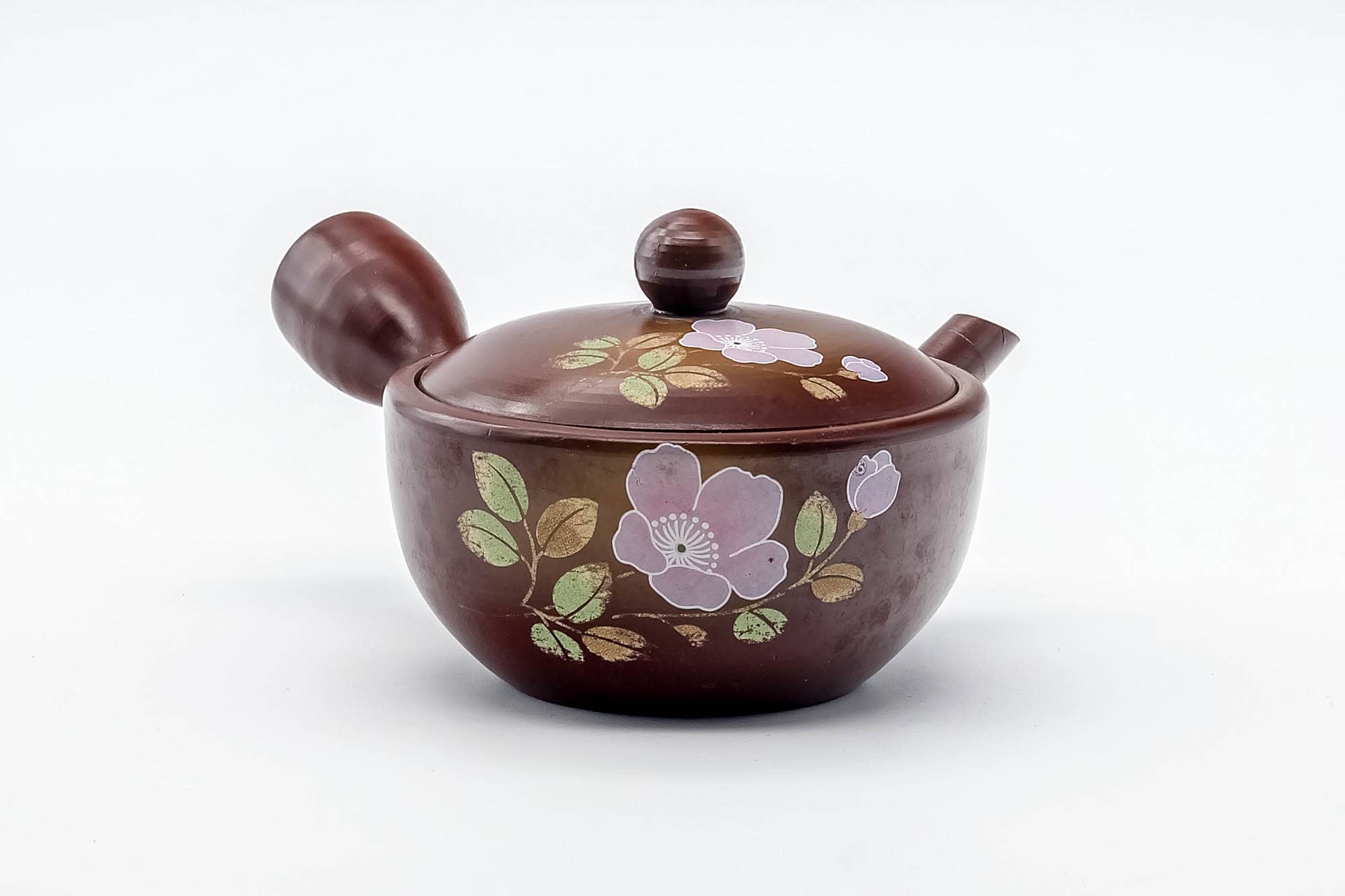 Japanese Kyusu - Purple Floral Banko-yaki Nozomi Mesh Teapot - 220ml