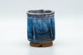 Tezumi — Japanese Teacup - Blue White Hare's Fur Glazed Waisted Yunomi - 130ml — front view from another angle