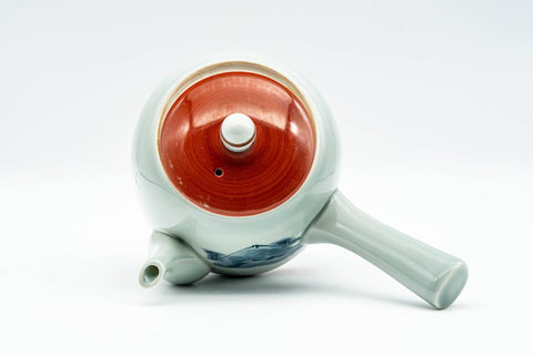 Japanese Kyusu - Red Blue Mountainous Arita-yaki Debeso Teapot - 350ml