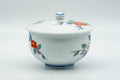 Japanese Teacup - Colourful Floral White Porcelain Arita-yaki Lidded Yunomi - 130ml - Tezumi
