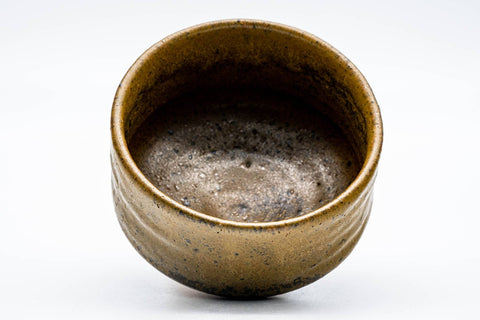 Tezumi — Japanese Matcha Bowl - Brown Yellow Speckled Glaze Chawan - 200ml — three-quarter view