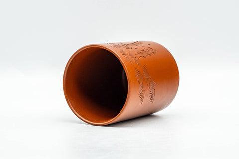 Japanese Teacup - Engraved Long Grass Tokoname-yaki Yunomi - 130ml