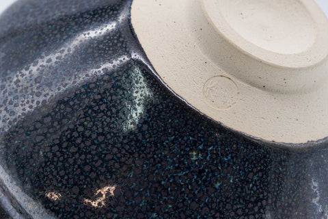 Kyo-yaki Yuteki Tenmoku Chawan with Fukurin