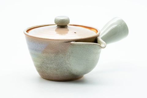 Japanese Kyusu - Beige White Glazed Hagi-yaki Ceramic Filter Teapot - 220ml