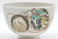 Tezumi — Japanese Matcha Bowl - Decorated Geometric Ornaments Kyo-yaki Chawan - 250ml — closeup of the glaze