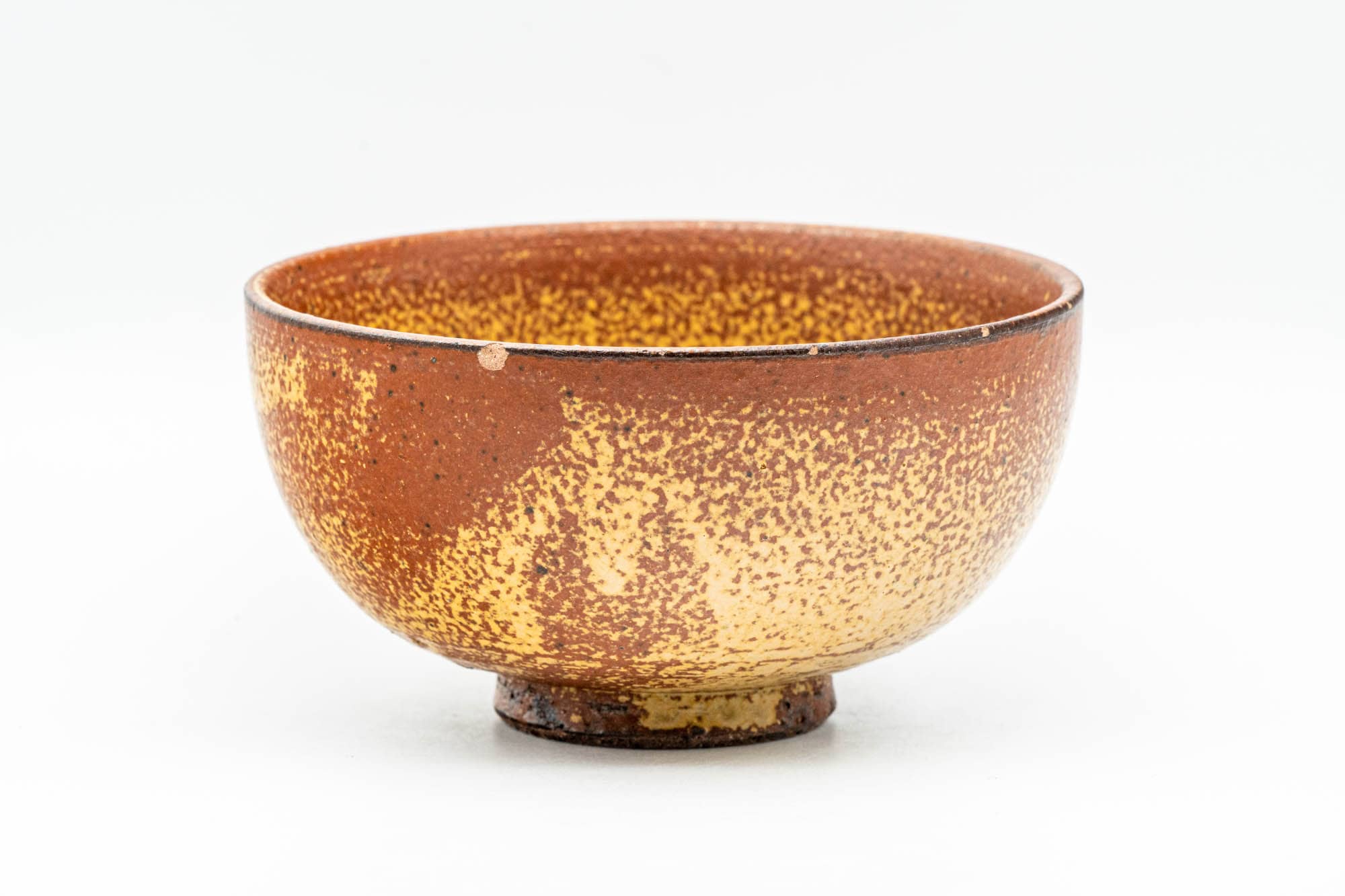 Japanese Matcha Bowl - Small Orange Drip-Glazed Wan-nari Chawan - 150ml