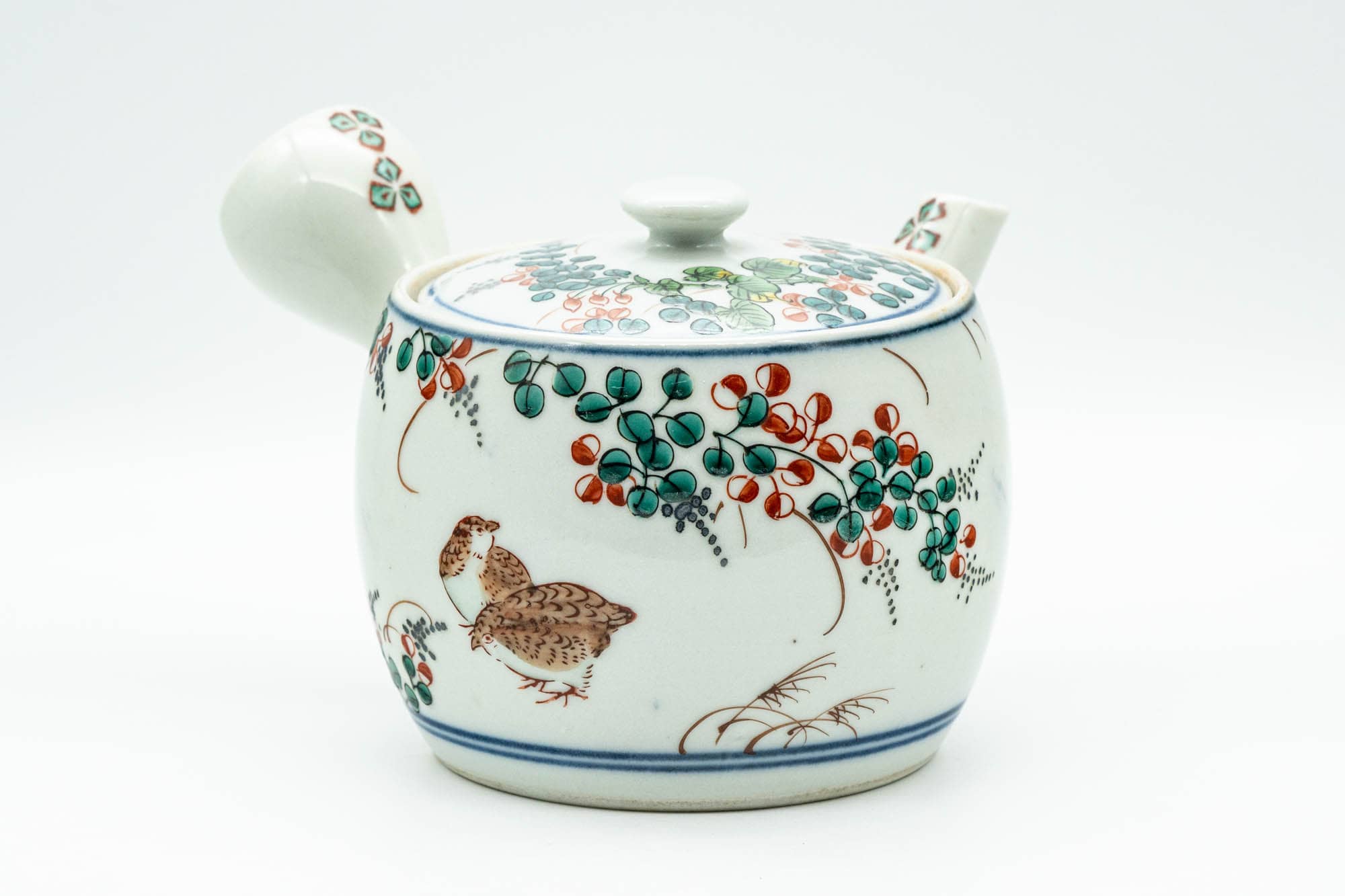 Japanese Kyusu - Birds and Flowers Arita-yaki Debeso Teapot - 360ml - Tezumi