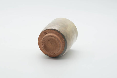 Tezumi — Japanese Teacup - Beige Grey Gohonte Hagi-yaki Yunomi - 180ml — top-down view of the interior