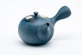 Mogake Seaweed Blue Tokoname Teapot - 200ml - three-quarter view showing the blue Tokoname-yaki teapot with side handle and lid