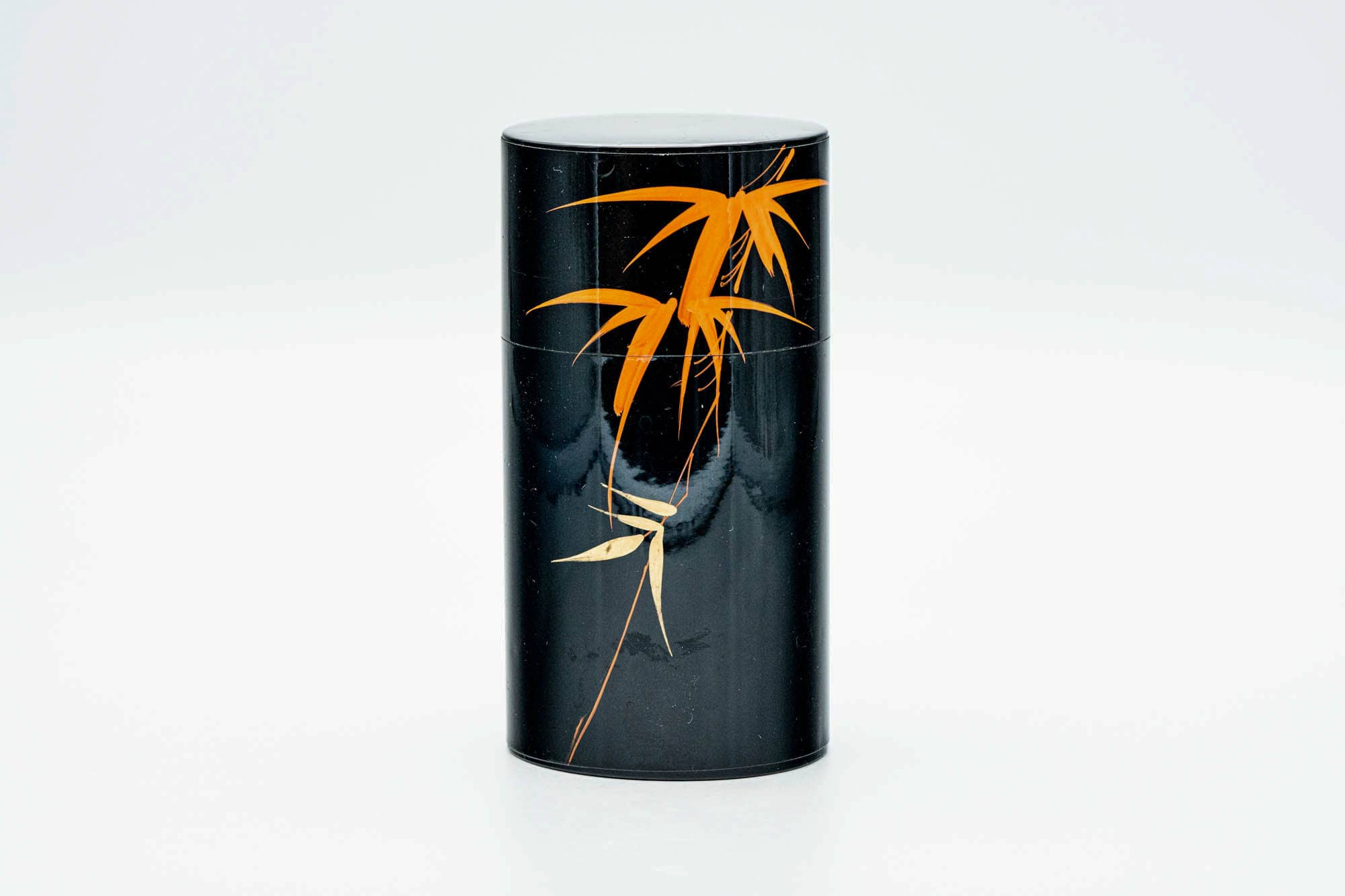 Japanese Chazutsu - Black Orange Leaves Weathered Metal Tea Canister - 450ml