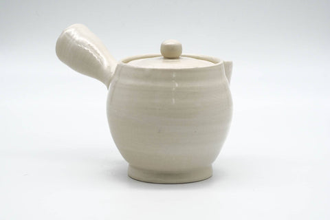 Tezumi — Japanese Kyusu - Wide Spout Beige Glazed Ceramic Teapot - 280ml — top-down view of the lid