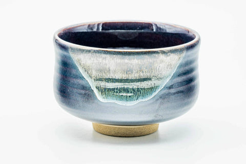 Japanese Matcha Bowl - Black Blue Hare's Fur Drip-Glazed Chawan - 350ml