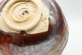 Japanese Matcha Bowl - Beige Red Wabi-Sabi Chawan - 350ml - top-down view of the interior showing the spiral chadamari
