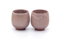Tezumi — Japanese Teacups - Pair of Purple Hagi Meoto Yunomi — front view from another angle