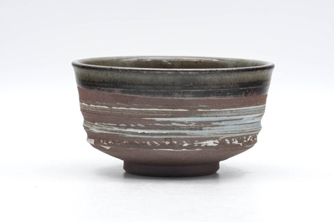 Japanese Matcha Bowl - Brown Green Hakeme White Glazed Chawan - 300ml