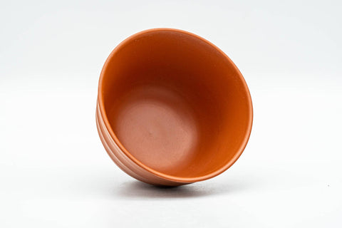 Tezumi — Japanese Teacups - Set of 3 Horizontally Sculpted Tokoname-yaki Yunomi - 90ml — top-down view of the interior