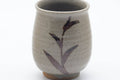 Tezumi — Japanese Teacups - Pair of Long Grass Grey Glazed Karatsu-yaki Meoto Yunomi - 250ml — inverted showing the foot ring