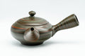 Tezumi — Japanese Kyusu - 雲仙窯 Unzen Kiln - Green Nerikomi Tokoname-yaki Debeso Teapot - 270ml — three-quarter view