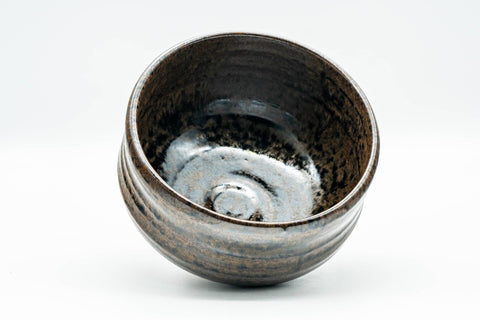 Japanese Matcha Bowl - Brown and Yellow Glazed Waisted Chawan - 450ml