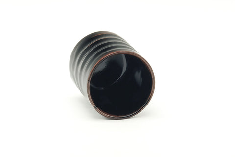 Japanese Teacup - Simple Spiraling Black Yunomi - 110ml