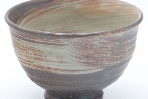 Japanese Matcha Bowl - Beige White Brush Glazed Kiyomizu Chawan - 425ml