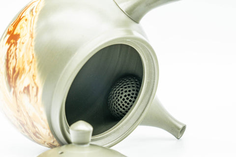 Japanese Kyusu - Gyokko Kiln 玉光 - Green Ryokudei Nerikomi Tokoname-yaki Debeso Teapot - 200ml - Tezumi