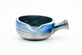 Blue-grey glazed yuzamashi water cooler shown from the front, with a side handle and pouring spout.