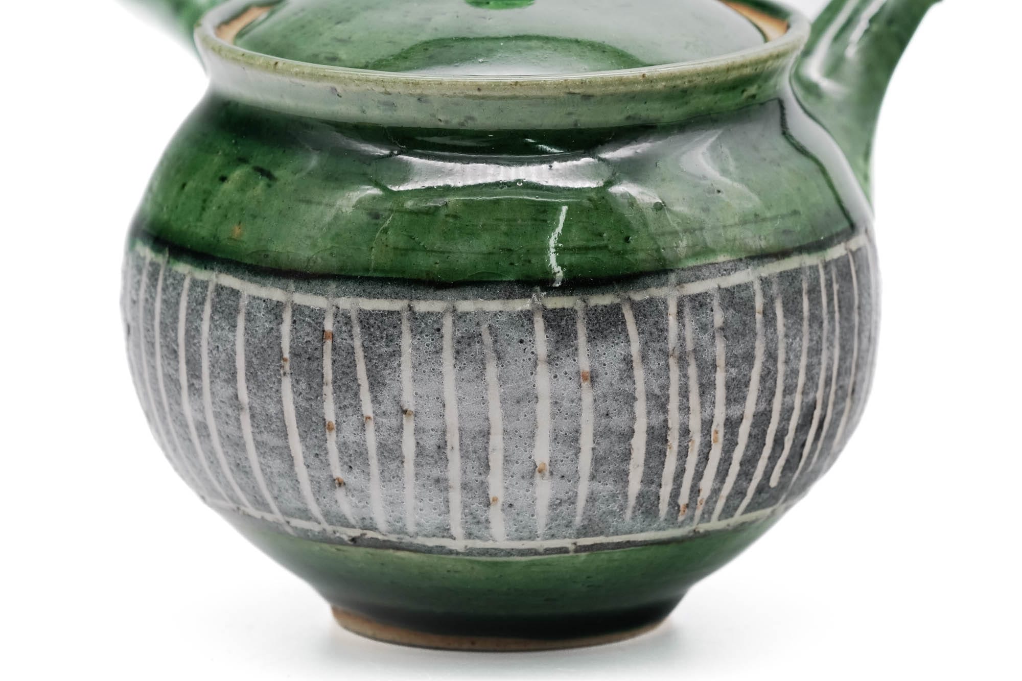 Japanese Kyusu - 前川淳蔵 Junzō Maekawa - Green Oribe Glazed Slip Inlay Tokoname-yaki Teapot - 280ml