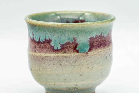 Japanese Teacup - Green Purple Drip-Glazed Guinomi - 35ml