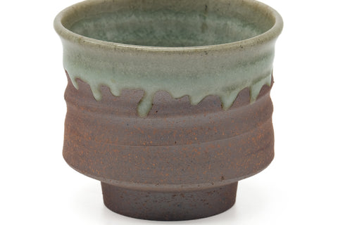 Tezumi — Japanese Teacup - Brown Green Glazed Yunomi - 165ml — tipped to show the interior