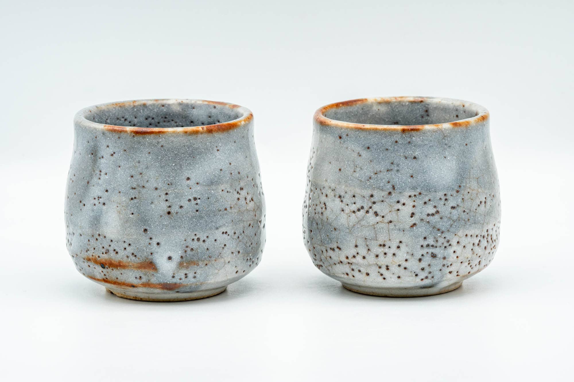 Japanese Teacups - Pair of Blue White Shino Glazed Yunomi - 150ml - Tezumi