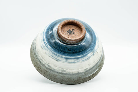 Japanese Matcha Bowl - Beige White Blue Glazed Chawan - 250ml