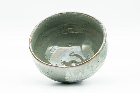 Japanese Matcha Bowl - Sage Green White Drip-Glazed Chawan - 250ml